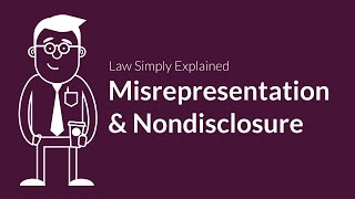 Misrepresentation and Nondisclosure  Contracts  Defenses amp Excuses [upl. by Lyrac231]