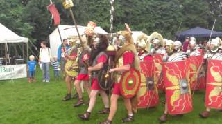 Roman Reenactment at the Amphitheatre in Caerleon Marching In [upl. by Rhyne986]