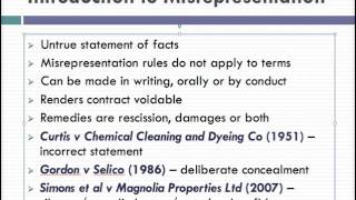 Misrepresentation Lecture 1 of 4 [upl. by Enelehcim]